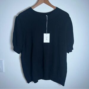 Rielle Women's Black Knit Puff Sleeve Sweater Top 3X